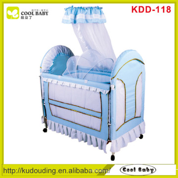 New Light Blue Baby Crib , Inner cradle with mosquito net removable bed rail and side board